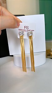 Brinco Franja Glamour Banhado a Ouro 18k