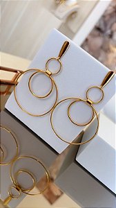 Brinco Elos Arredondados Banhado a Ouro 18k