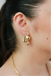 Brinco Gota Tripla Banhado a Ouro 18k