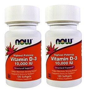 2X VITAMINA D-3 120 SOFTGELS 10.000 IU - NOW FOODS