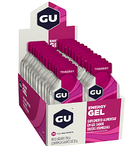 GU ENERGY GEL CAFEÍNA TRIBERRY - CAIXA COM 24 SACHES