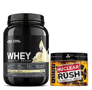 WHEY GOURMET ON 900 GR + NUCLEAR RUSH 100GR  (BODYACTION) - OPTIMUM NUTRITION