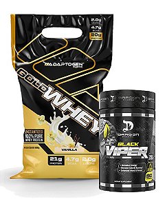 REFIL GOLD WHEY 900 GR (SABORES) + TERMO-VIPER-BLACK 90 CÁPSULAS