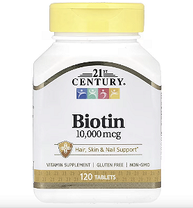 BIOTIN 10.000 MCG 120 CAPSULAS - 21ST CENTURY
