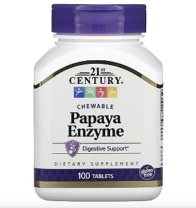 ENZIMA DE MAMAO MASTIGAVEL 100 COMP - 21ST CENTURY