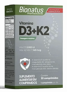 VITAMINA D3+K2 30 COMP CARTUCHO - BIONATUS