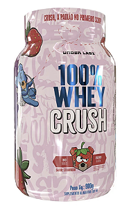 100% WHEY CRUSH 900 GR  MORANGO  - UNDER LABZ