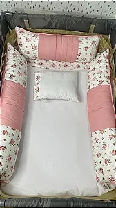 KIT BERÇO CERCADINHO  - 06 PEÇAS - TEMA:  ESTAMPAS - PARA MENINAS