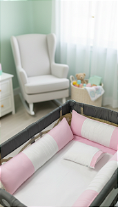 KIT BERÇO CERCADINHO - 06 PEÇAS -  CORES LISAS - PARA MENINAS