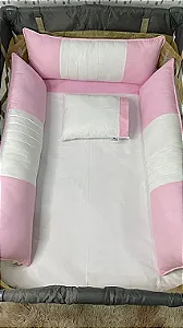 KIT BERÇO CERCADINHO - 06 PEÇAS -  CORES LISAS - PARA MENINAS