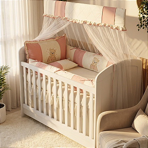 KIT BERÇO AMERICANO - 07 PEÇAS - BORDADO - PARA MENINAS