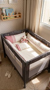 Kit Berço Desmontável Menina Ursa Pompom 07 Peças com Ursinha 🎀🧸