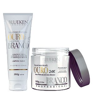 Blueken Kit Ouro Branco 24k Shampoo 250ml e Máscara 500g
