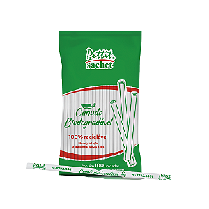 Canudo Biodegradável para Sucos/Refrigerante transparente Sachê Pettit com 100 unidades