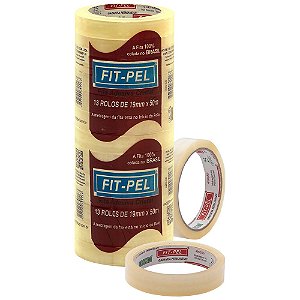 Fita Adesiva Transparente para Embalagem 19x50 Tubo com 13 Rolos - FIT-PEL