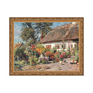 Um jardim de casa de campo com galinhas (1919)