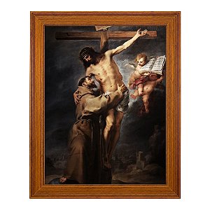 São Francisco de Assis abraçando Cristo crucificado