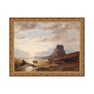 Paisagem costeira com pescadores