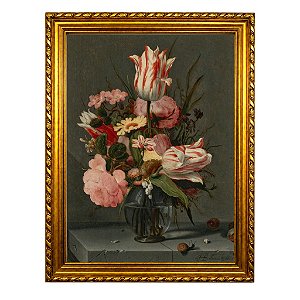 Flores em um vaso de vidro sobre uma prateleira (1627)