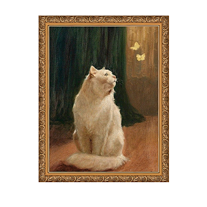 Gato branco e duas borboletas limão