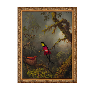 Um casal de beija-flores-de-topázio-carmesim