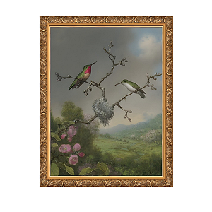 Beija-flor e flores de macieira