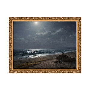 Repouso à beira-mar em uma noite de luar