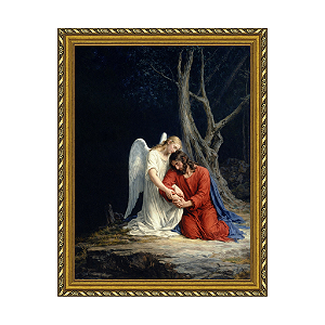 Um anjo consolando Jesus antes de sua prisão no Jardim do Getsêmani