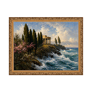 Mediterrane Landschaft com antigo templo