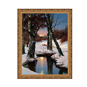 Paisagem de inverno com lua crescente
