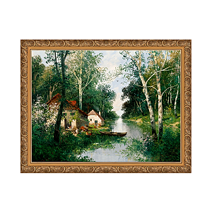 Uma paisagem fluvial na primavera