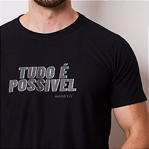Camiseta basica cristã tudo e possível unissex 30.1 penteado