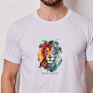 Camiseta básica cristã unissex leão Jesus Cristo 30.1 penteado