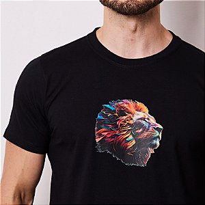 Camiseta básica cristã unissex leão 30.1 penteado