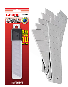 LAMINA DE ESTILETE 18 MM GADAN 10 PÇS