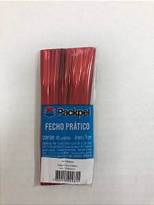 Fecho Prático Packpel 4mmX11cm Com 100 Unidades - VERMELHO