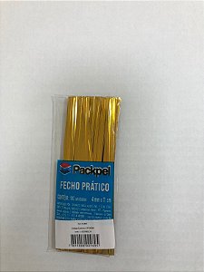 Fecho Prático Packpel 4mmX11cm Com 100 Unidades - OURO