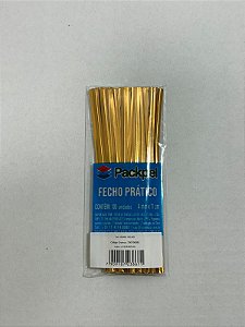 Fecho Prático Packpel 4mmX11cm Com 100 Unidades - OURO VELHO