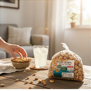 Amendoim Torrado sem Pele e sem Sal - 100% Natural - 900g