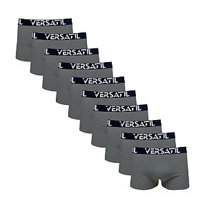 Kit com 10 Cuecas Boxer Cotton Rony Versátil Elegant Cinza