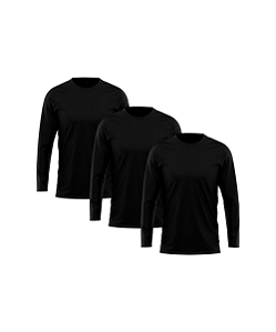 Kit 3 Camisetas Masculina Manga Longa Proteção Solar UV 50+ Preto
