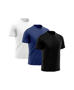 Kit 3 Camisetas Masculina Dry Fit Básica Lisa Proteção Solar UV Branco-Marinho-Preto