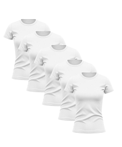 Kit 5 Camisetas Feminina Manga Curta Dry Fit Básica Lisa Proteção Solar UV Térmica Branco