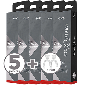 5 Clareador Dental White Class 7,5% + 1 Par De Moldeira