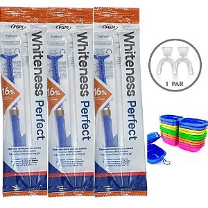 3 Whiteness Perfect 16% + 1 Par de Moldeira