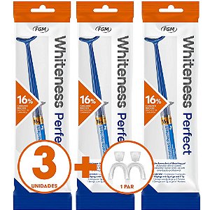 3 Clareador 16% Whiteness Perfect 16% + Moldeiras