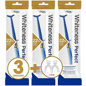 3 Clareador Whiteness Perfect 22% + 1 Par de Moldeiras