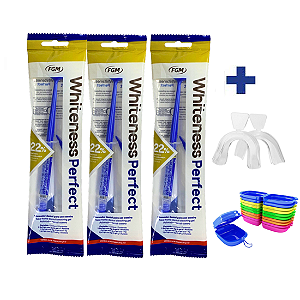 3 Clareador Whiteness Perfect 22% + 1 Par de Moldeiras