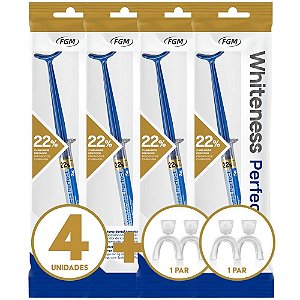 4 Clareador Whiteness Perfect 22% + 2 Par de Moldeiras