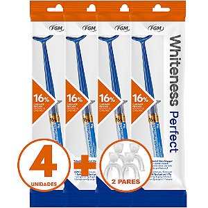 4 Clareador Whiteness Perfect 16% + 2 Par de Moldeiras